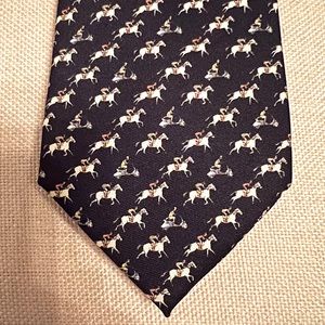 Hermes men’s silk tie navy
